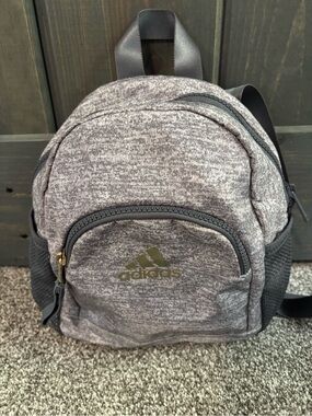 Adidas Heather Gray Mini Backpack with Gold Logo
